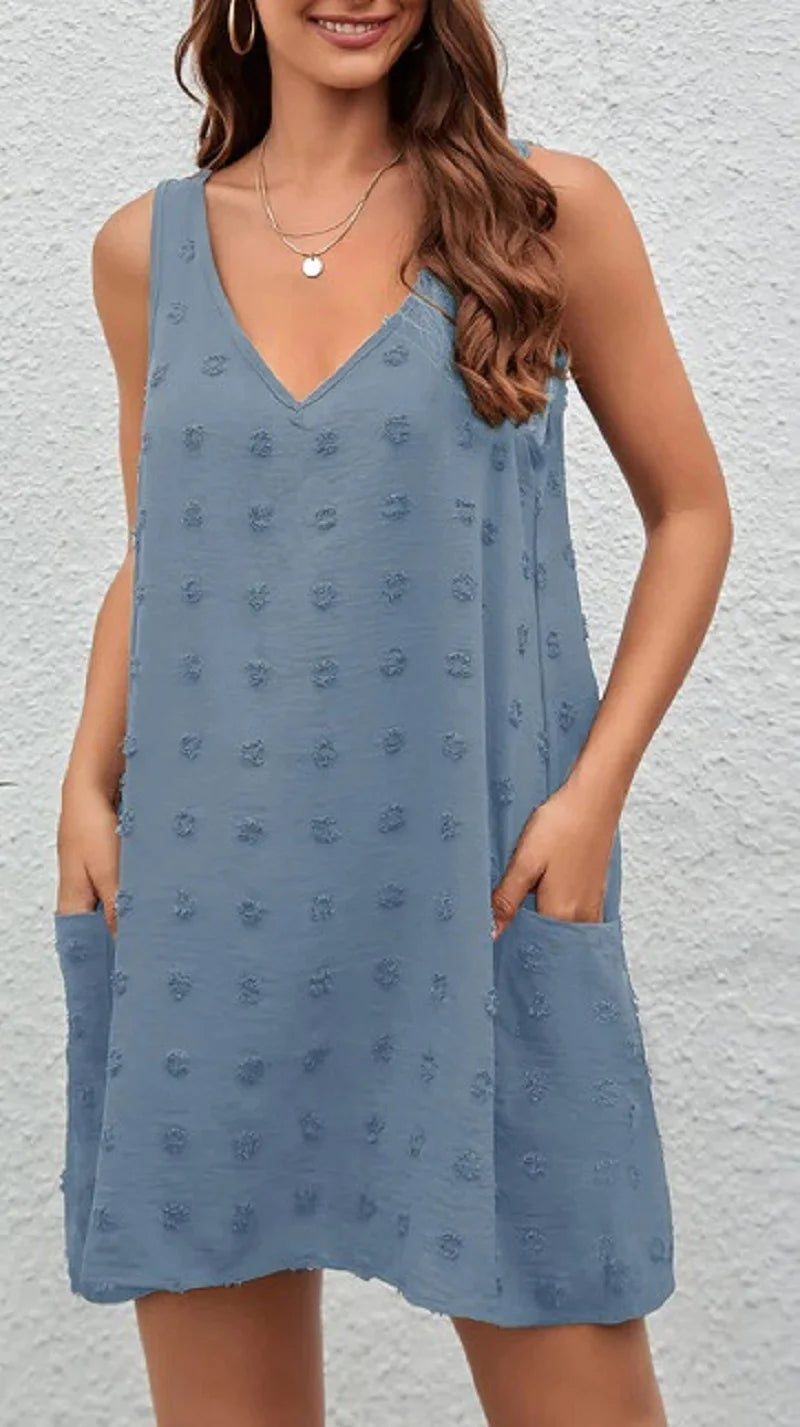 2024 PLUS SIZE Summer Chiffon Vest Jacquard ball Shoulder Dress Spot