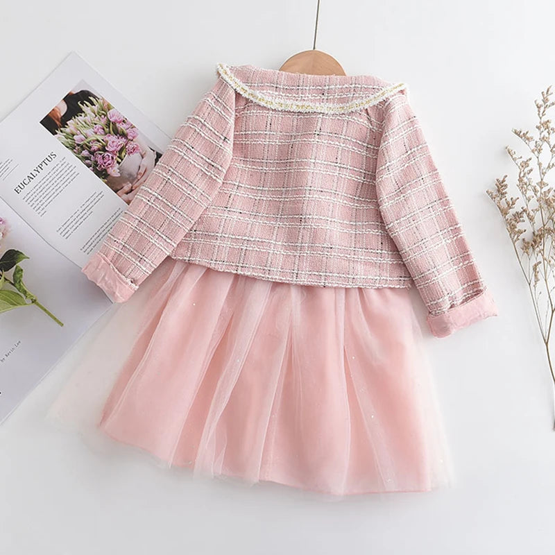 Bear Leader Fashion Kids Girls Princess 2pcs Clothes Set Autumn Winter Children Coat Outwear+Skirts Vintage Outfits Suit 2-12Y