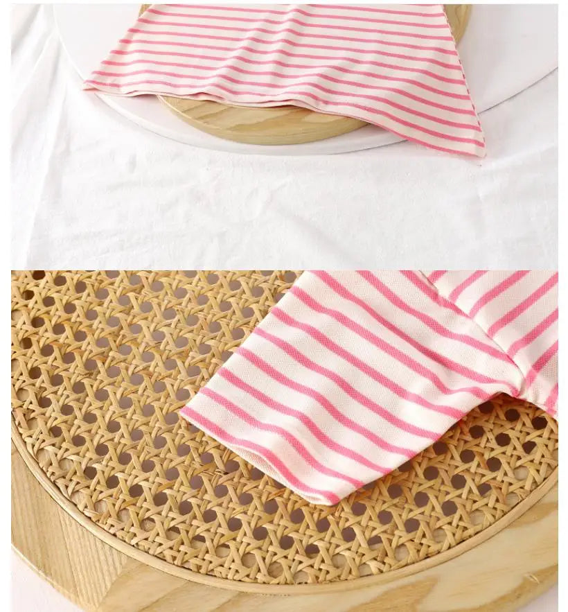2025 New Children's Dress Girls' Summer Korean Edition Striped Strawberry lapel Casual Dress 1-10 Years Old
