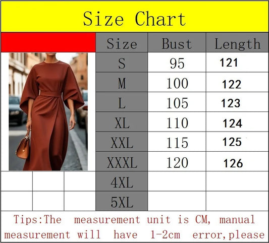 Women Fashion Elegant Solid Color Tight Waist Bat Sleeve Dress