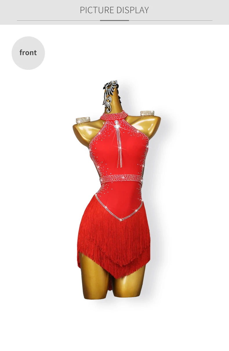 2025 Latin Dance Women Tassel Skirt Sexy New Adult Competition Evening Dress Female Clothes Sport Party Girl Line Suit Customize