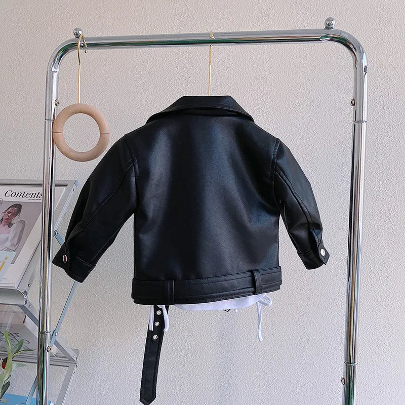 Autumn Girls Coat Waterproof And Stain Resistant Artificial Leather Fashion Zipper Jacket For 2-8 Years Girl Children Outdoor
