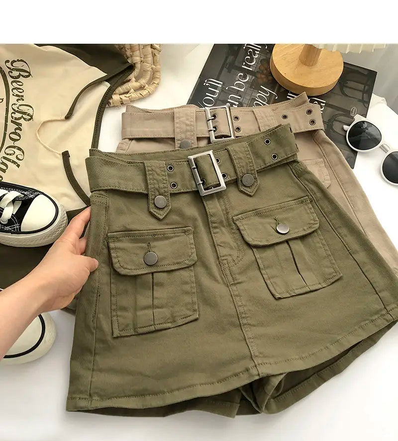 Cargo Mini Denim Skirts Women Multi Pockets Streetwear Personal Cool Teens Youth European Hipsters High Waisted Designer Skirt