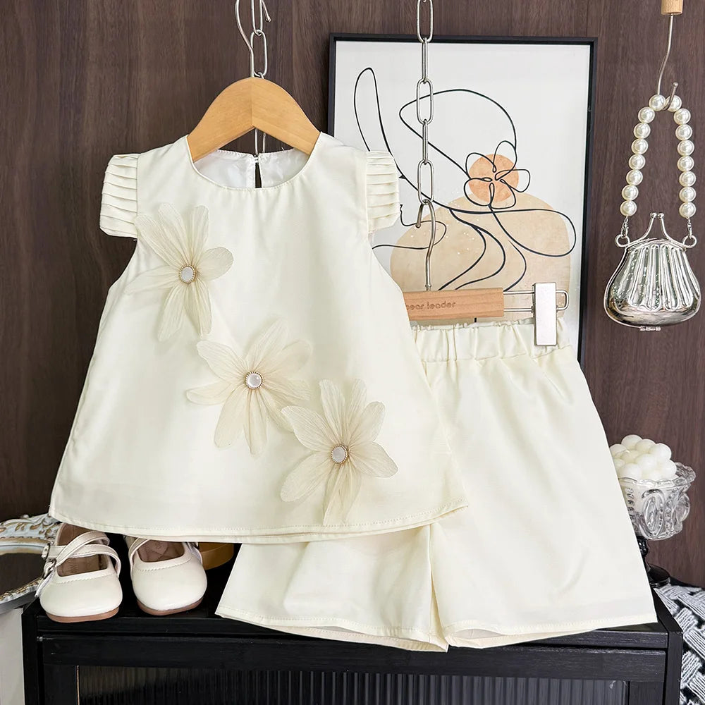 Bear Leader 2-7 Years Summer New 3D Flower Vest Dress Girl's Princess Dresses Baby Kids Clothing Wedding Party Elegent Clothes