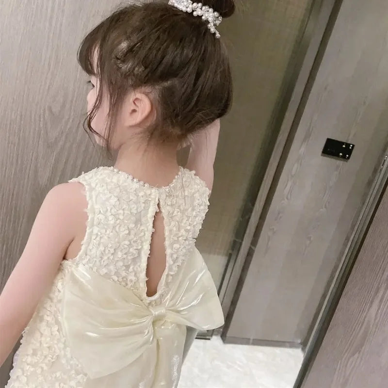 Fashion Girl Princess Floral Lace Dress Infant Toddler Vintage Vestido Sleeveless Party Wedding Birthday Baby Clothes 1-10Y