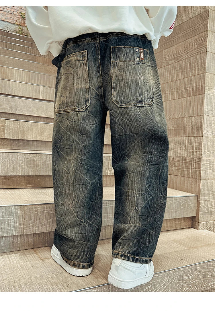 New Design Kids Stylish Jeans For Boys Fashion Street Trousers Children Trendy Denim Pants Age 5 6 7 8 9 10 11 12 13 14 Years