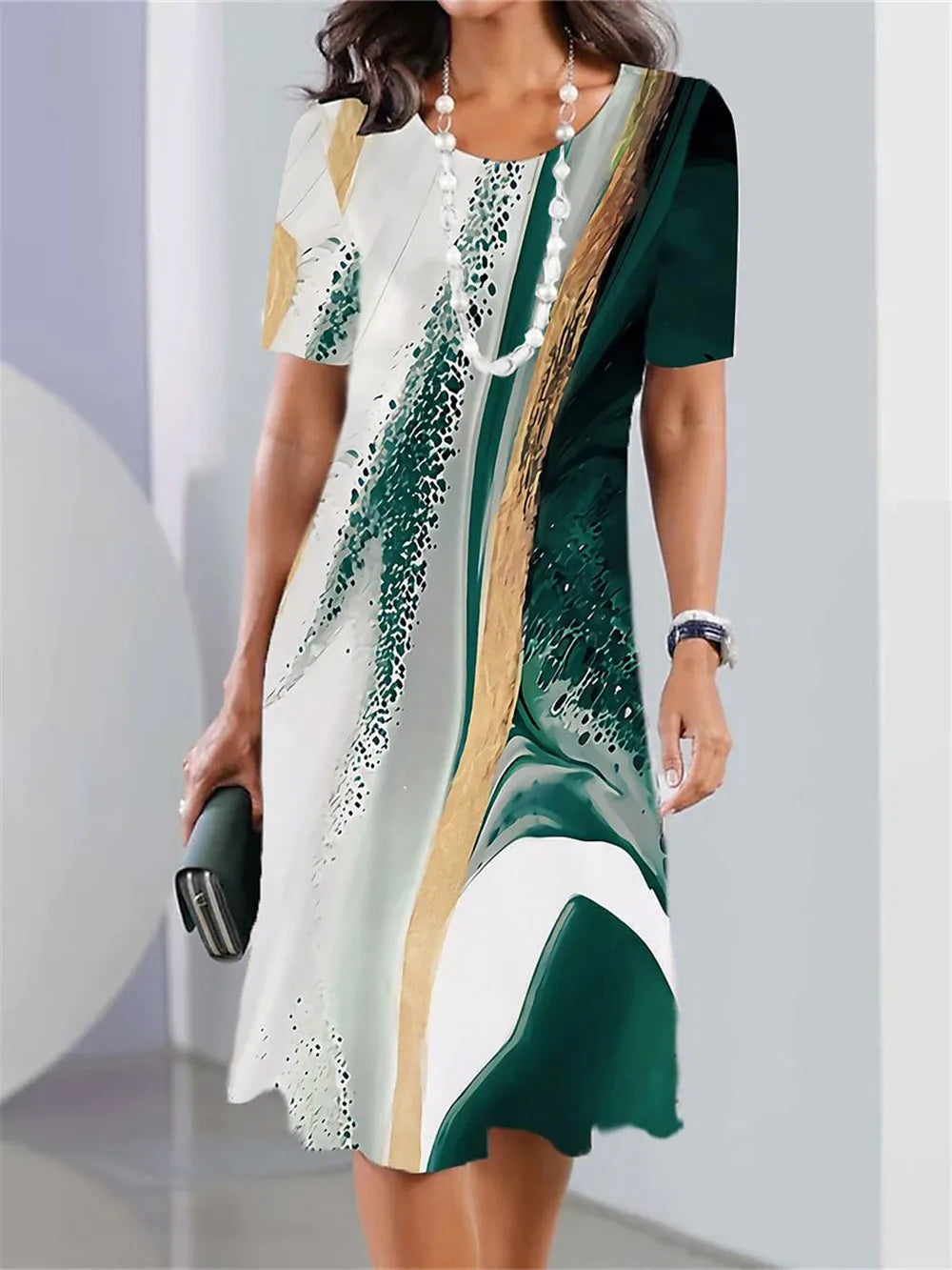 Elegant Fashion Tie-dye Style Women Mini Dress Short Sleeve 3D Printed Gradient Street Ladies Dress 3XL Plus Size Casual Dress