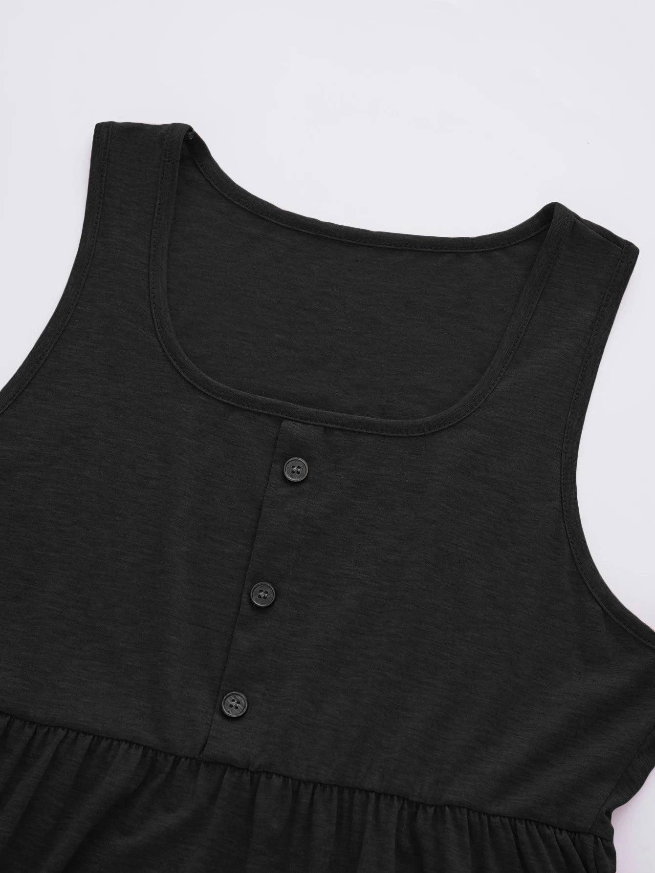 Fashionable plus size women's everyday sleeveless dress, square neck vest dress with button decoration
