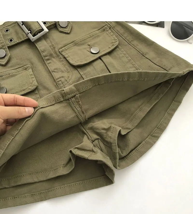 Cargo Mini Denim Skirts Women Multi Pockets Streetwear Personal Cool Teens Youth European Hipsters High Waisted Designer Skirt