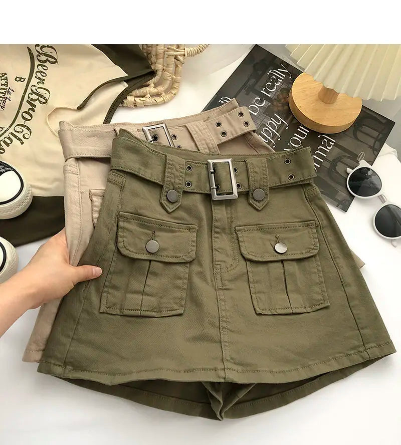 Cargo Mini Denim Skirts Women Multi Pockets Streetwear Personal Cool Teens Youth European Hipsters High Waisted Designer Skirt