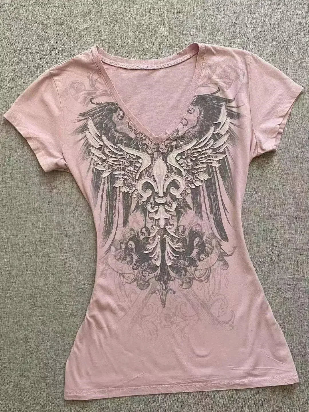 Y2k Aesthetic Flower Printing Women Grunge T-shirts Vintage Slim Harajuku Causal Black Tshirts 2025 Summer Bottoming Crop Tops