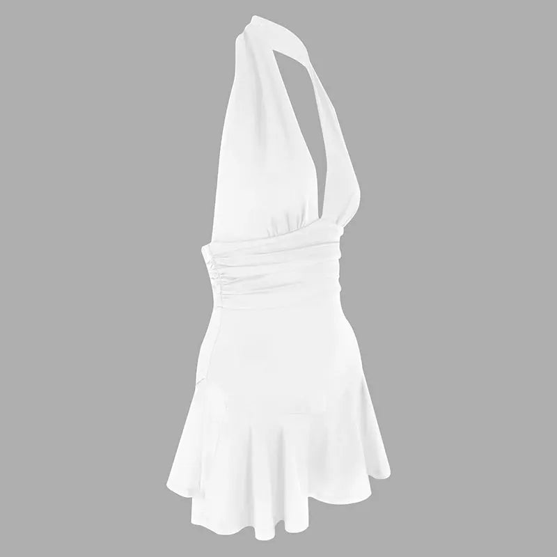 Summer Black Sexy Women's Dresses Streetwear Fashion Club Party Halter Dress Elegant Lady Sexy Backless V-neck Low Chest Dresses