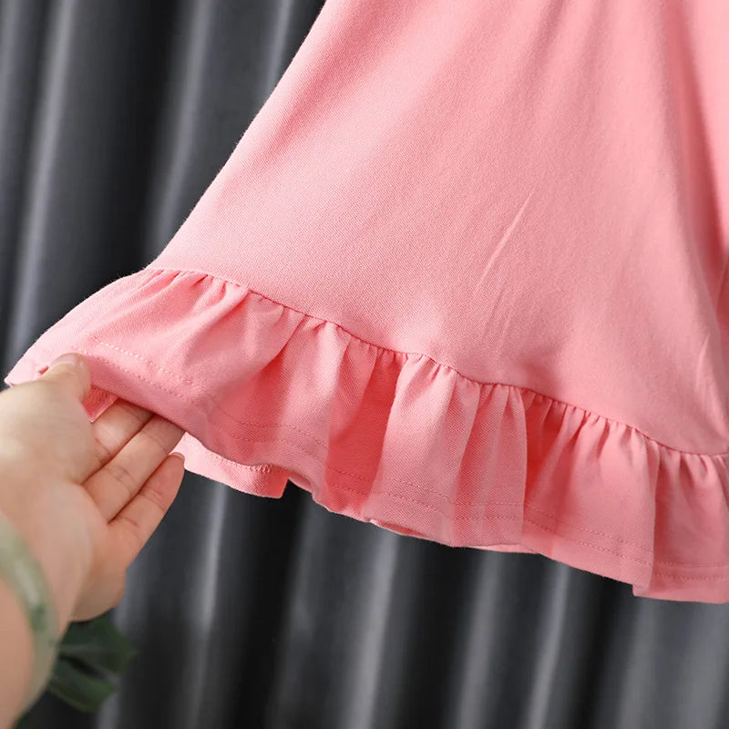 Baby Girls Dress Summer Pink Cute Elegant Princess Dress POLO Style Birthday Party Clothes 1-6 Years Old