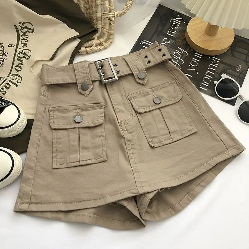 Cargo Mini Denim Skirts Women Multi Pockets Streetwear Personal Cool Teens Youth European Hipsters High Waisted Designer Skirt