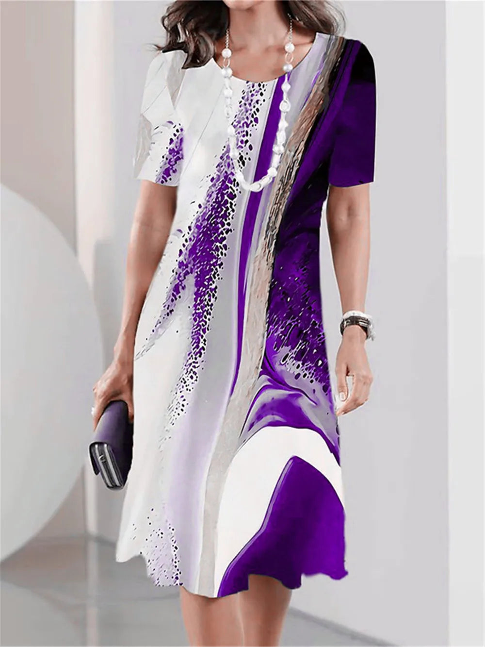 Elegant Fashion Tie-dye Style Women Mini Dress Short Sleeve 3D Printed Gradient Street Ladies Dress 3XL Plus Size Casual Dress