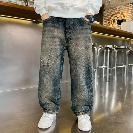 New Design Kids Stylish Jeans For Boys Fashion Street Trousers Children Trendy Denim Pants Age 5 6 7 8 9 10 11 12 13 14 Years