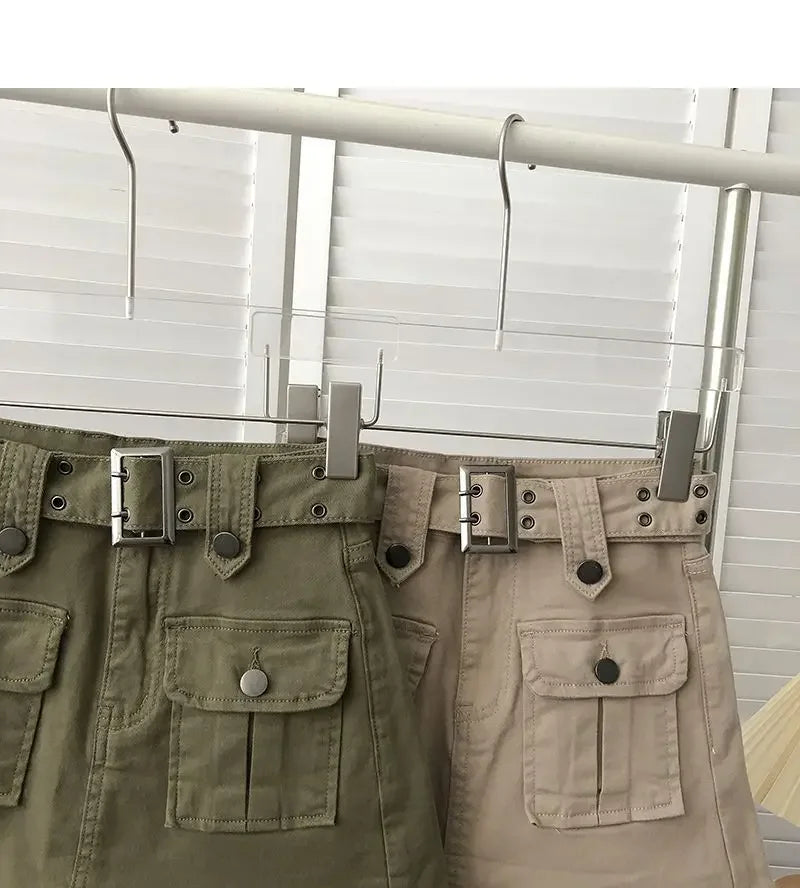 Women Mini Denim Skirts Multi Pockets Streetwear Personal Cool Ladies High Waisted A-line Wrap-around Skirt Cargo Skirt 2025 New