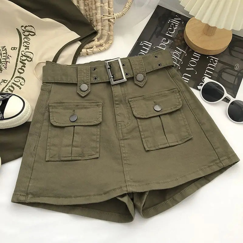 Cargo Mini Denim Skirts Women Multi Pockets Streetwear Personal Cool Teens Youth European Hipsters High Waisted Designer Skirt