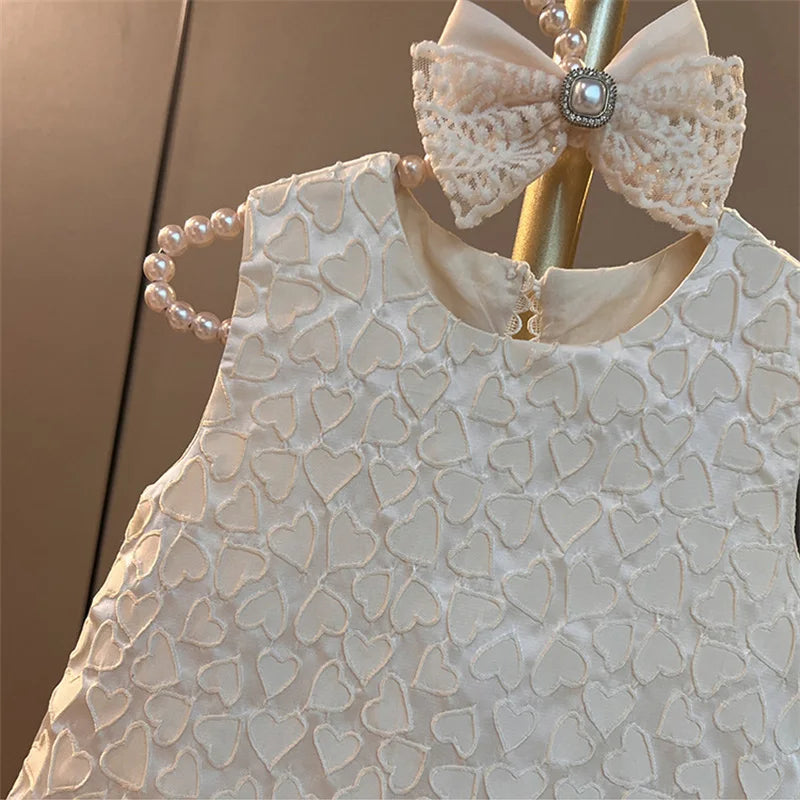Baby Girls Birthday Party Dresses Kids Bow Elegant Wedding Gown Toddler Princess Sleeveless Classic Vestidos Children Clothing