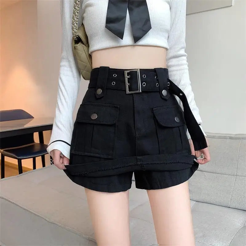 Cargo Mini Denim Skirts Women Multi Pockets Streetwear Personal Cool Teens Youth European Hipsters High Waisted Designer Skirt