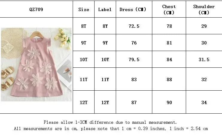 Bear Leader 2-7 Years Summer New 3D Flower Vest Dress Girl's Princess Dresses Baby Kids Clothing Wedding Party Elegent Clothes