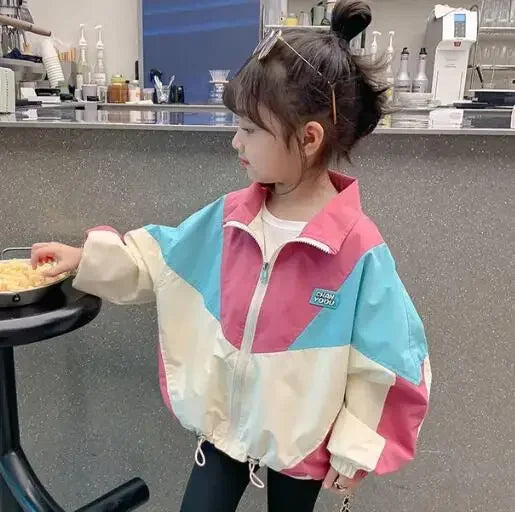 Autumn Girls Coat Waterproof And Stain Resistant Artificial Leather Fashion Zipper Jacket For 2-8 Years Girl Children Outdoor