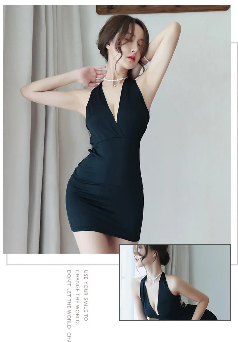 Hot Dress Women's sexy strapping uniform seductive nightclub attire secretary attire OL attire Summer clothes Woman party dress