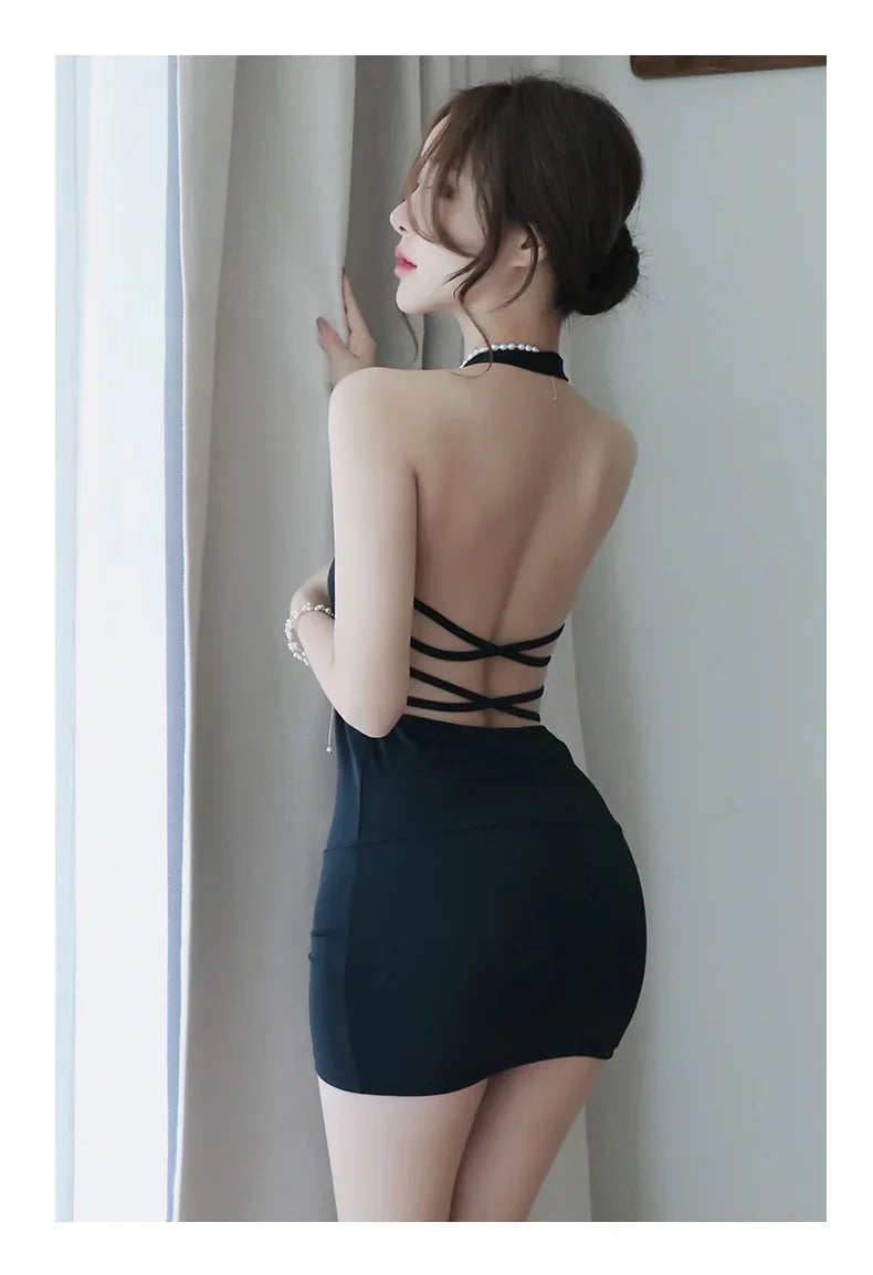 Hot Dress Women's sexy strapping uniform seductive nightclub attire secretary attire OL attire Summer clothes Woman party dress