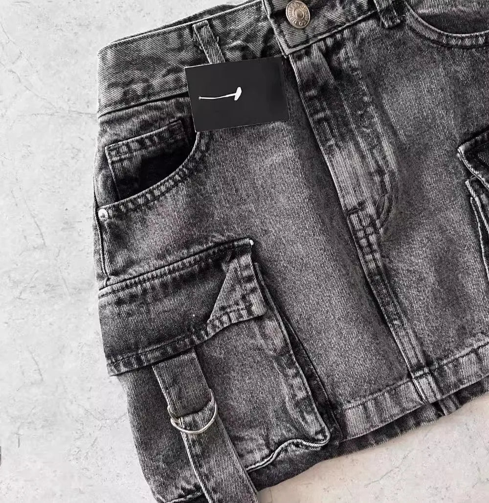 Skirts Women Sexy Short Skirt Slim Fit Casual Regular Jeans Elegant Splice Denim High Waist Hip Wrap A Line Pockets Summer