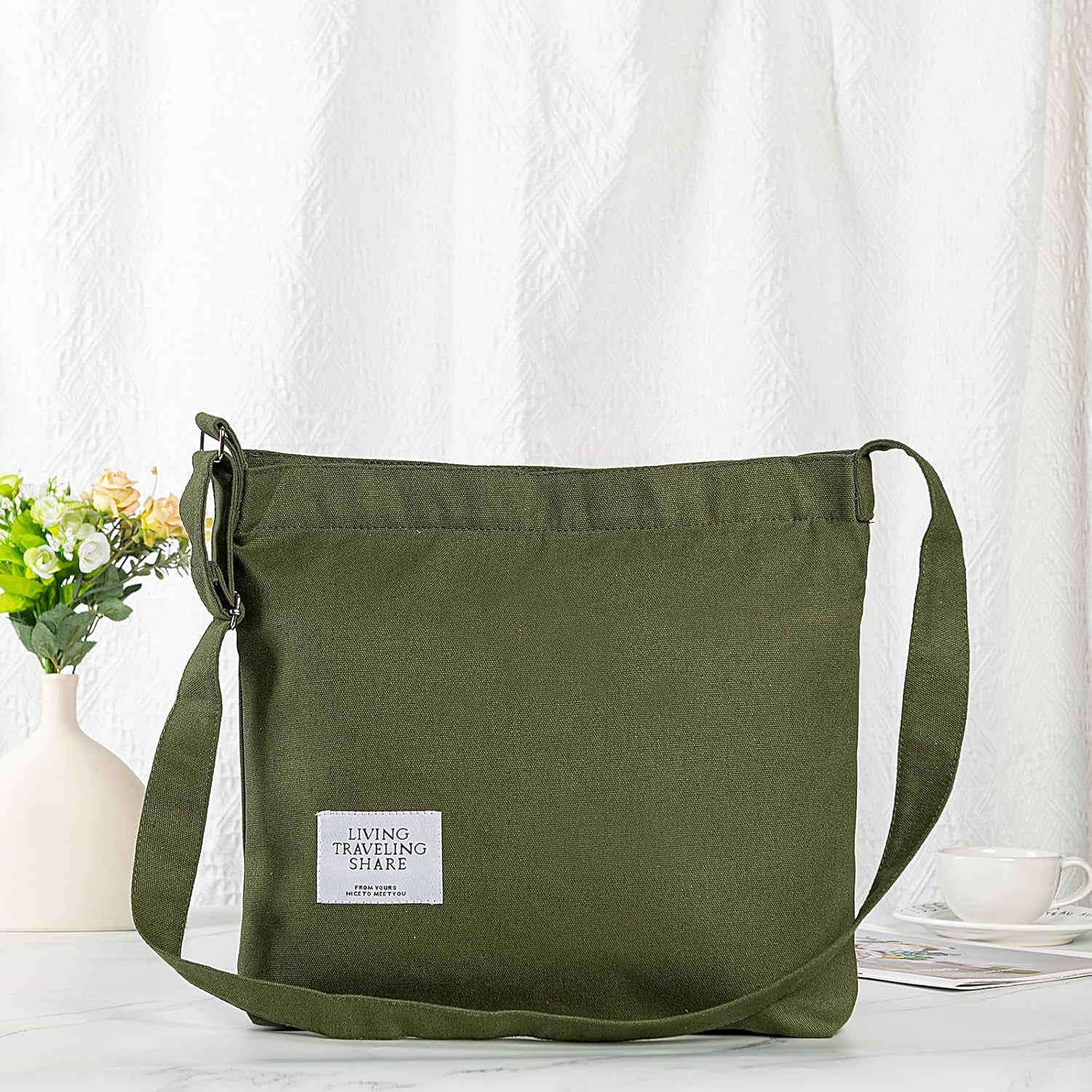 Women'S Retro Large Size Canvas Shoulder Bag Hobo Crossbody Handbag Casual Tote