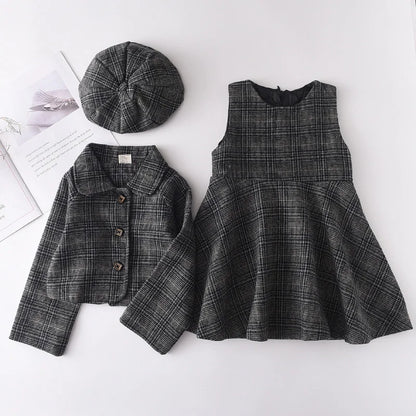 Bear Leader Fashion Kids Girls Princess 2pcs Clothes Set Autumn Winter Children Coat Outwear+Skirts Vintage Outfits Suit 2-12Y