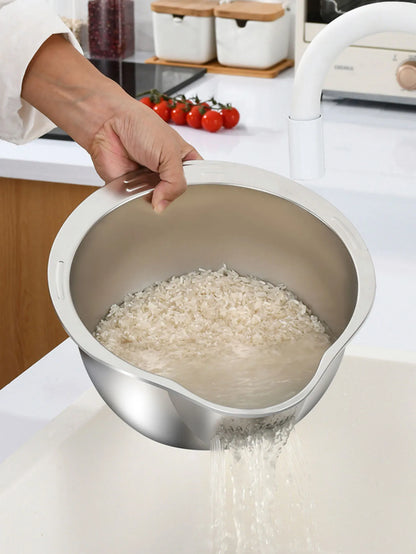 Rice Washer Strainer Bowl Stainless SteelRice Washing Bowl Rice Sieve Colander Fruit And Vegetable Strainer Kitchen Tools