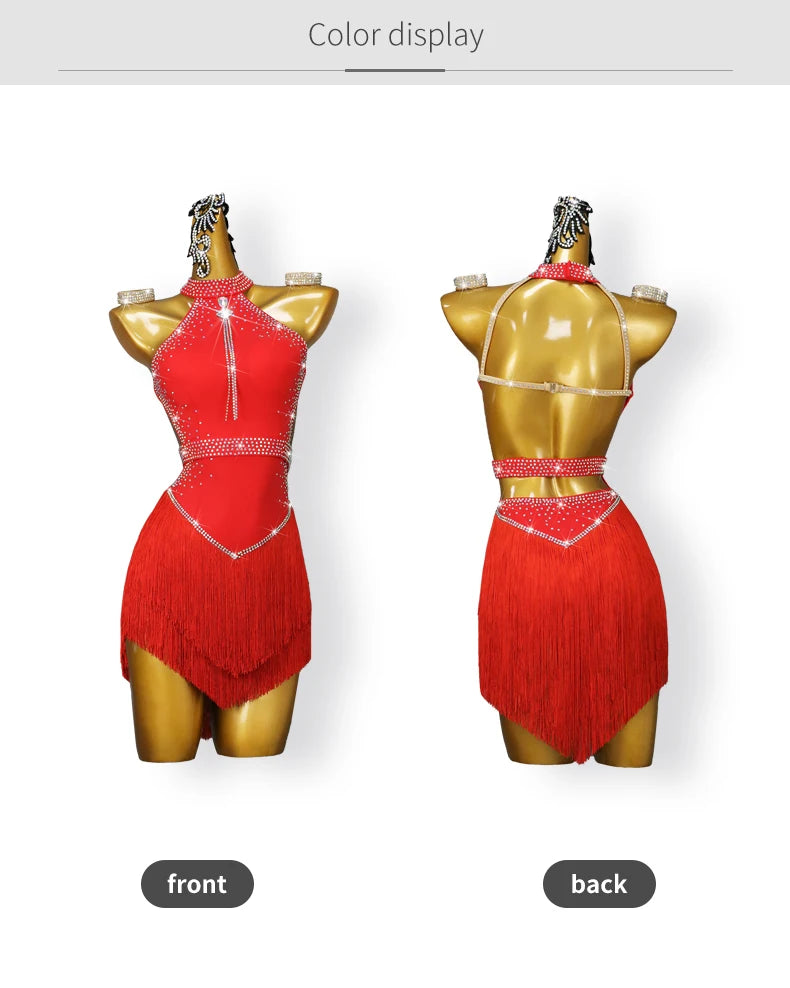 2025 Latin Dance Women Tassel Skirt Sexy New Adult Competition Evening Dress Female Clothes Sport Party Girl Line Suit Customize