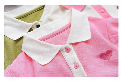 2025 New Children's Dress Girls' Summer Korean Edition Striped Strawberry lapel Casual Dress 1-10 Years Old