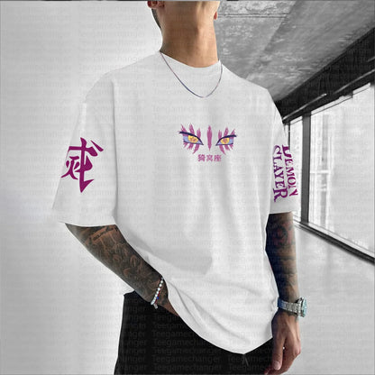 Teegamechanger Demon Slayer Kimetsu No Yaiba Anime Graphic Print T Shirts for Men 2025 Summer Cotton Short Sleeve Tees