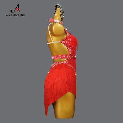 2025 Latin Dance Women Tassel Skirt Sexy New Adult Competition Evening Dress Female Clothes Sport Party Girl Line Suit Customize