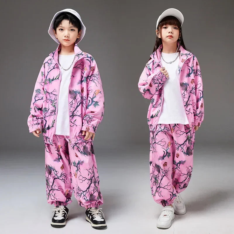 School Teens Boys Dance Performance Outfits Set Fashion Printing Group Catwalk Costumes 6 To 16 Years Girls Clothes Casual Suits