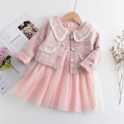 Bear Leader Fashion Kids Girls Princess 2pcs Clothes Set Autumn Winter Children Coat Outwear+Skirts Vintage Outfits Suit 2-12Y