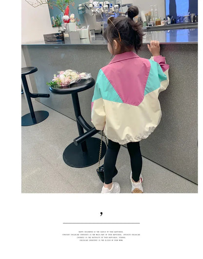 Autumn Girls Coat Waterproof And Stain Resistant Artificial Leather Fashion Zipper Jacket For 2-8 Years Girl Children Outdoor
