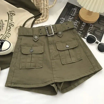 Women Mini Denim Skirts Multi Pockets Streetwear Personal Cool Ladies High Waisted A-line Wrap-around Skirt Cargo Skirt 2025 New