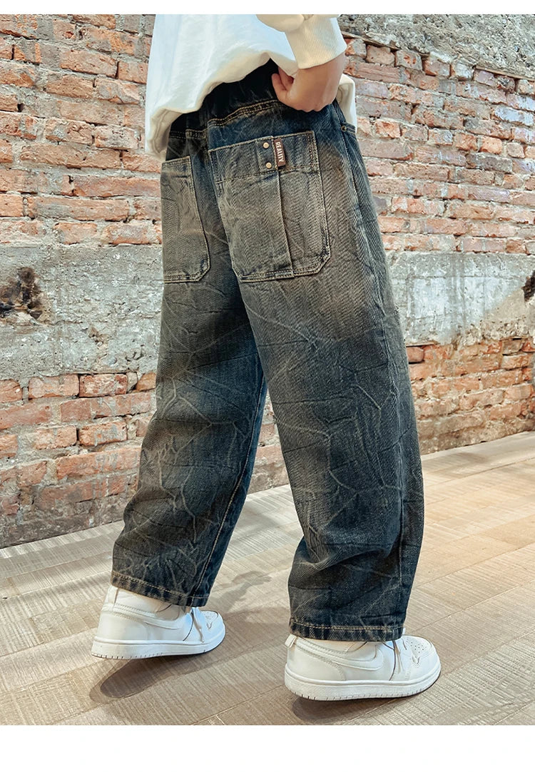 New Design Kids Stylish Jeans For Boys Fashion Street Trousers Children Trendy Denim Pants Age 5 6 7 8 9 10 11 12 13 14 Years