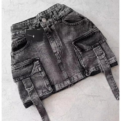 Skirts Women Sexy Short Skirt Slim Fit Casual Regular Jeans Elegant Splice Denim High Waist Hip Wrap A Line Pockets Summer