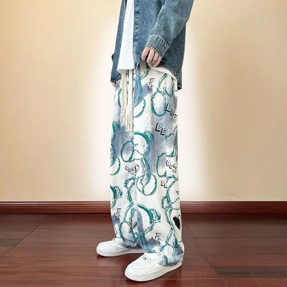 Men's Clothing Casual new Premium Summer Sporty Lightweight Thin printing Long Pants Straight Leg Comfortable Breathable