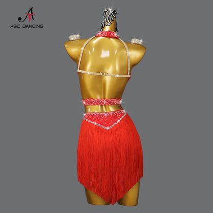 2025 Latin Dance Women Tassel Skirt Sexy New Adult Competition Evening Dress Female Clothes Sport Party Girl Line Suit Customize