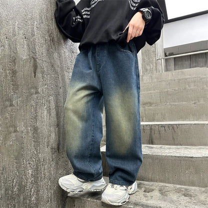 Hot Sale Children Vintage y2k Baggy Jeans for Teens Boy New Casual Relaxed Fit Denim Pants Kids Classic Blue Jeans Trousers