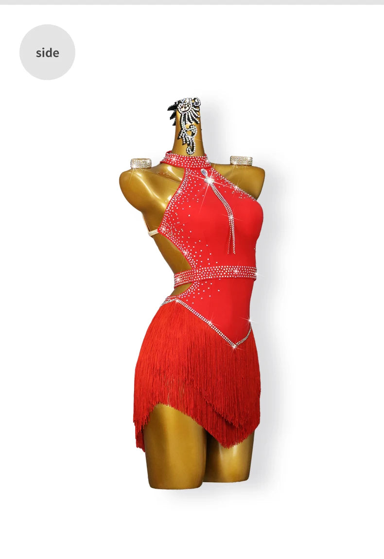 2025 Latin Dance Women Tassel Skirt Sexy New Adult Competition Evening Dress Female Clothes Sport Party Girl Line Suit Customize