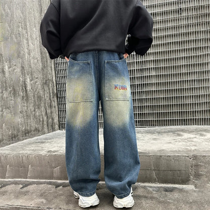 Hot Sale Children Vintage y2k Baggy Jeans for Teens Boy New Casual Relaxed Fit Denim Pants Kids Classic Blue Jeans Trousers