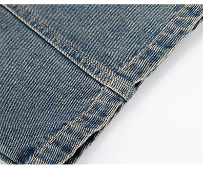 Elegant Children Vintage Blue Baggy Curved Jeans for Teenage Boy Fashion Casual Wide Leg Denim Pants Kids Loose Jeans Trousers