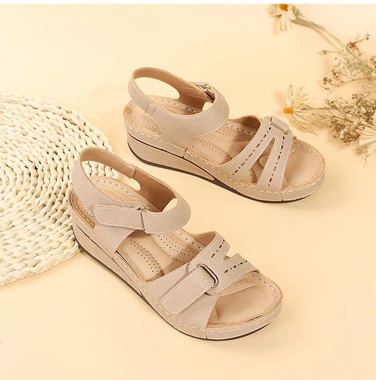 New Open Toe Fashion Women's Sandals Summer 2023 Soft Sexy Womens Sandals Wedge Buckle Women's Orthopedic Sandal Footwear Female