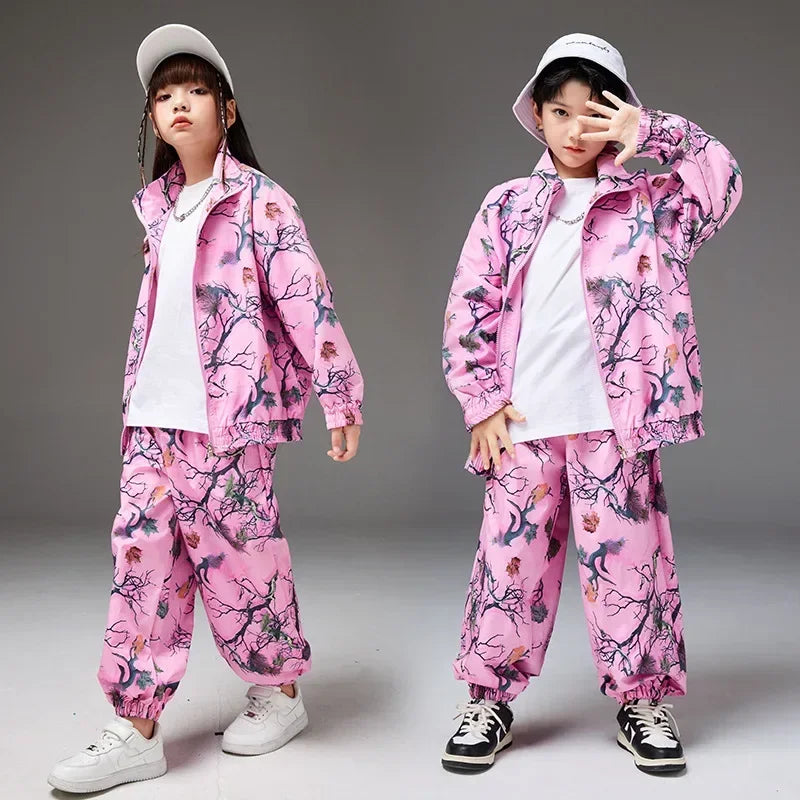 School Teens Boys Dance Performance Outfits Set Fashion Printing Group Catwalk Costumes 6 To 16 Years Girls Clothes Casual Suits